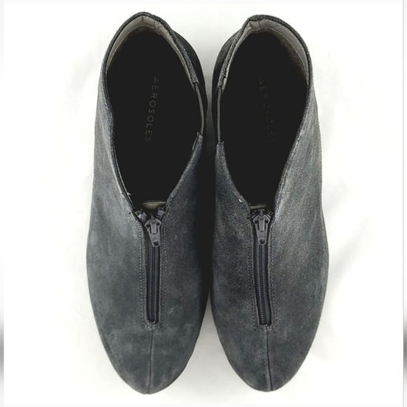 Aerosoles Allowance Women's Grey Suede Leather Ankle Boots Zip Up Wide Size 9W - Picture 6 of 14